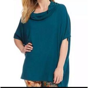 Bryn Walker Cowl Poncho Tunic Top Uccello Teal sz Medium